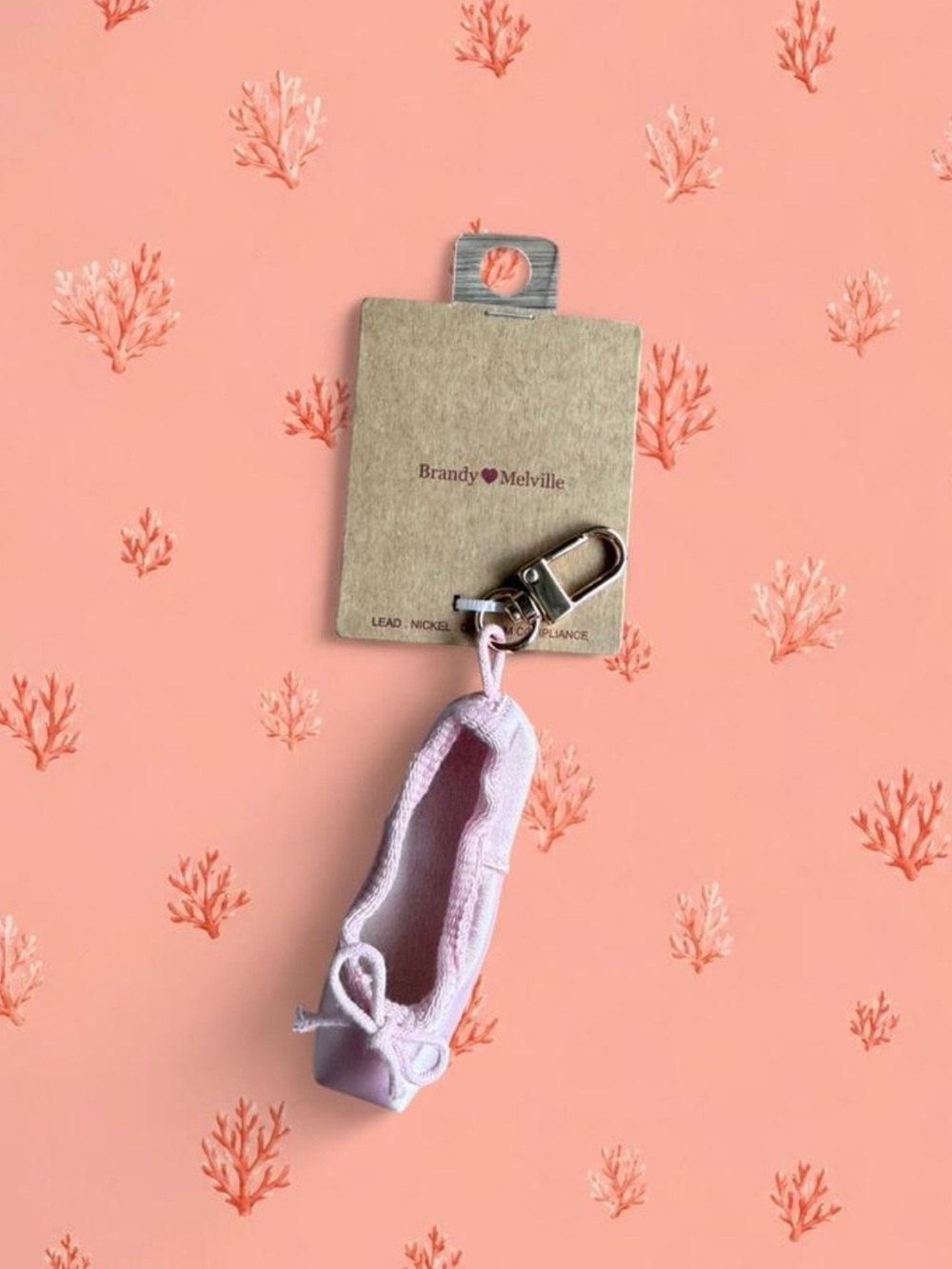 Brandy Melville Light Pink Ballet Flat Keychain Charm